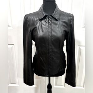 DKNY Womens Full zip leather jacket size p